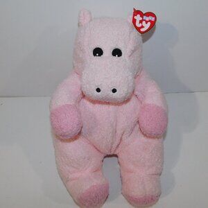 2000 Ty Baby Pillow Pals HIPPOBABY 12"  Plush Stuffed Pink Hippo Rattle w TAG